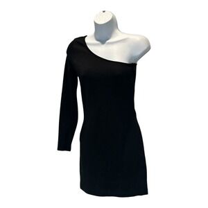 Babaton Black One Shoulder Long Sleeve Mini Dress Size 2
